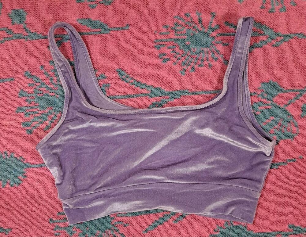 Triangl womens medium purple velvet sports bra